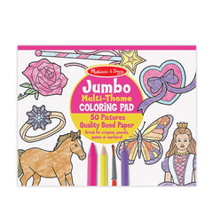 Jumbo 50-Page Kids' Coloring Pad - Horses, Hearts, Flowers, and More