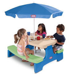 Easy Store™ Picnic Table with Umbrella - Blue\Green
