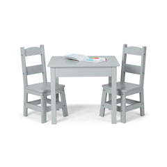 Wooden Table & 2 Chairs - Gray