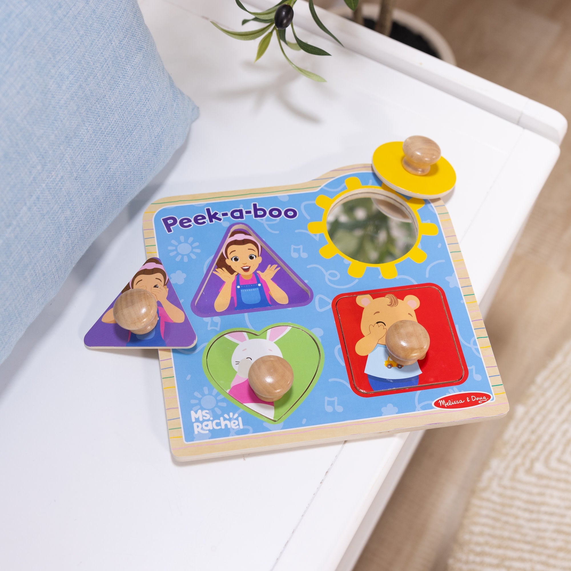 Ms. Rachel™ Wooden Peek-a-Boo Jumbo Peg Puzzle – 4 Pieces
