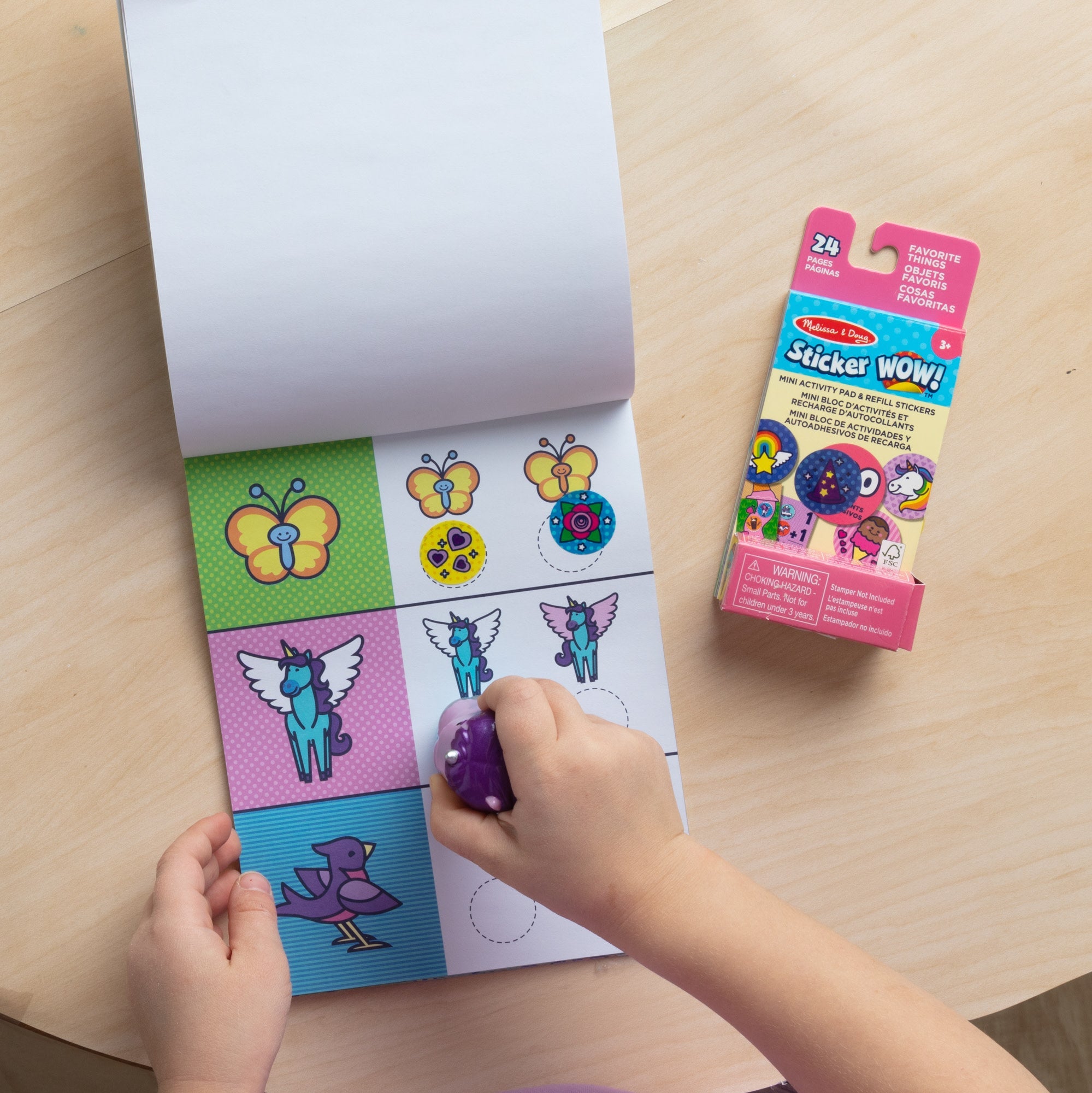 Sticker WOW!™ Purple Unicorn Bundle: Activity Pad & Sticker Stamper + Mini Activity Pad and 200 Refill Stickers