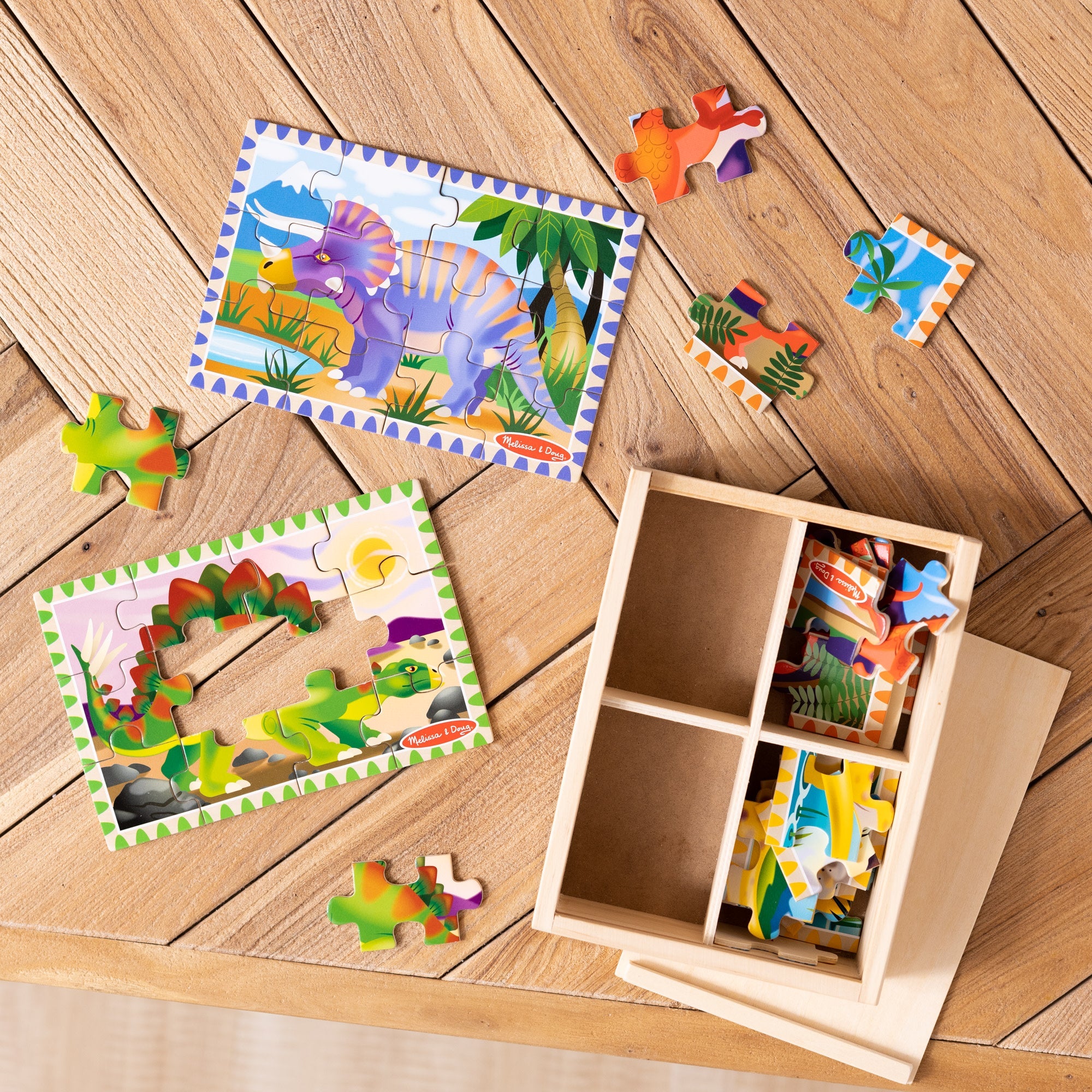 Wooden Jigsaw Puzzles in a Box - Dinosaurs