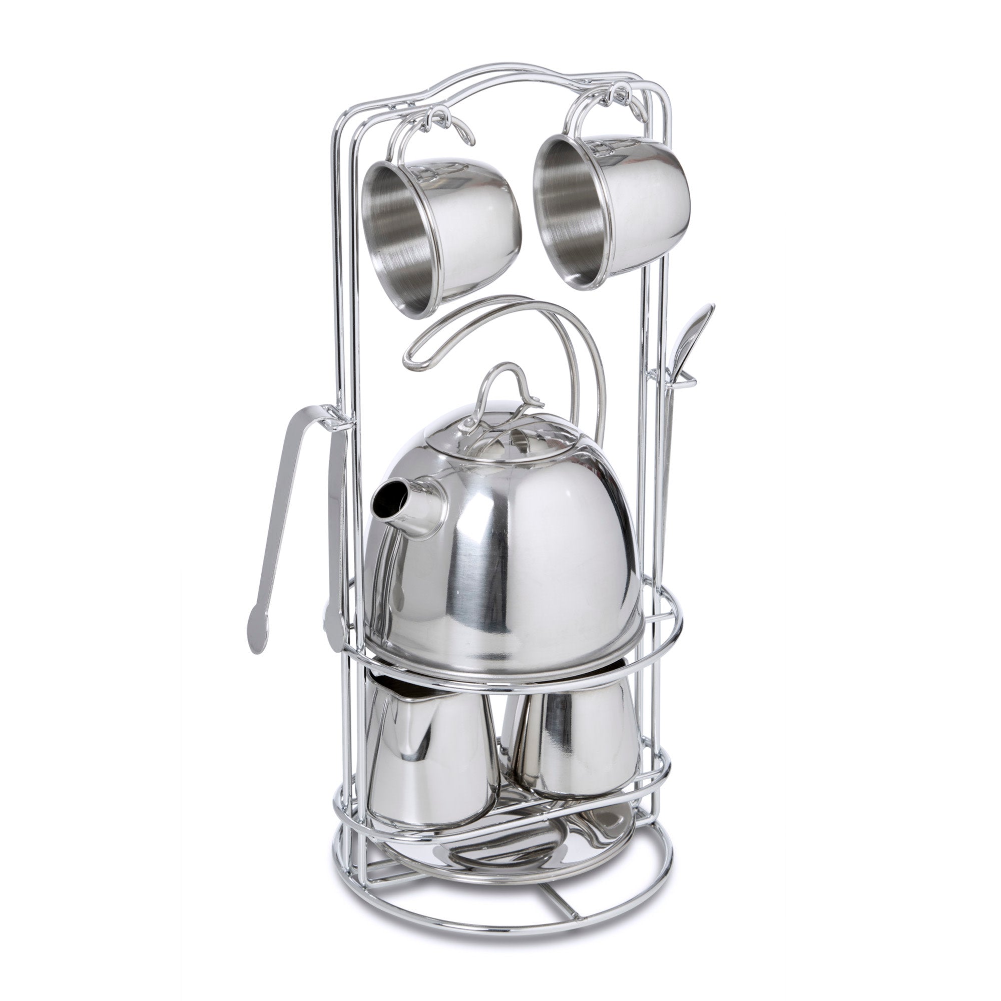 Stainless Steel Tea Set with Storage Stand