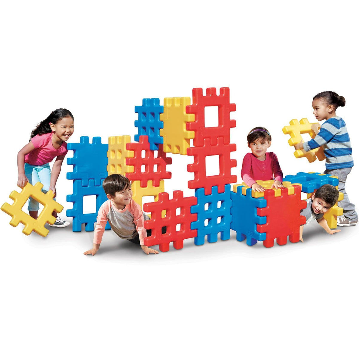 Big Waffle Blocks with 18 Colorful Blocks for Indoor & Outdoor Play