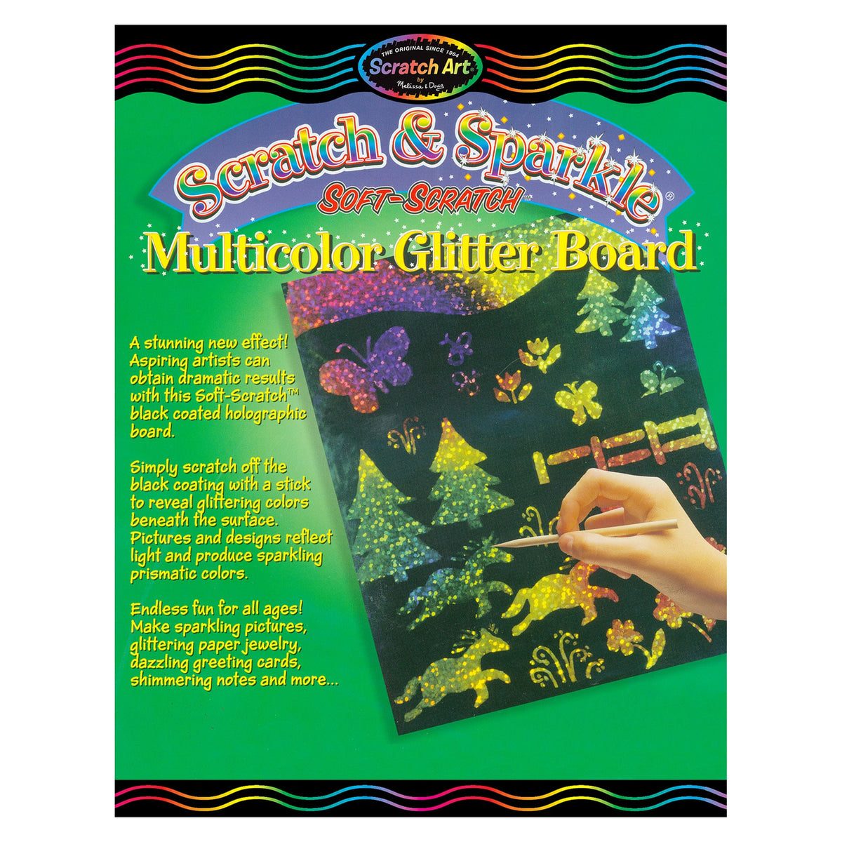 Scratch & Sparkle Multicolor Glitter w/stylus (10 boards)