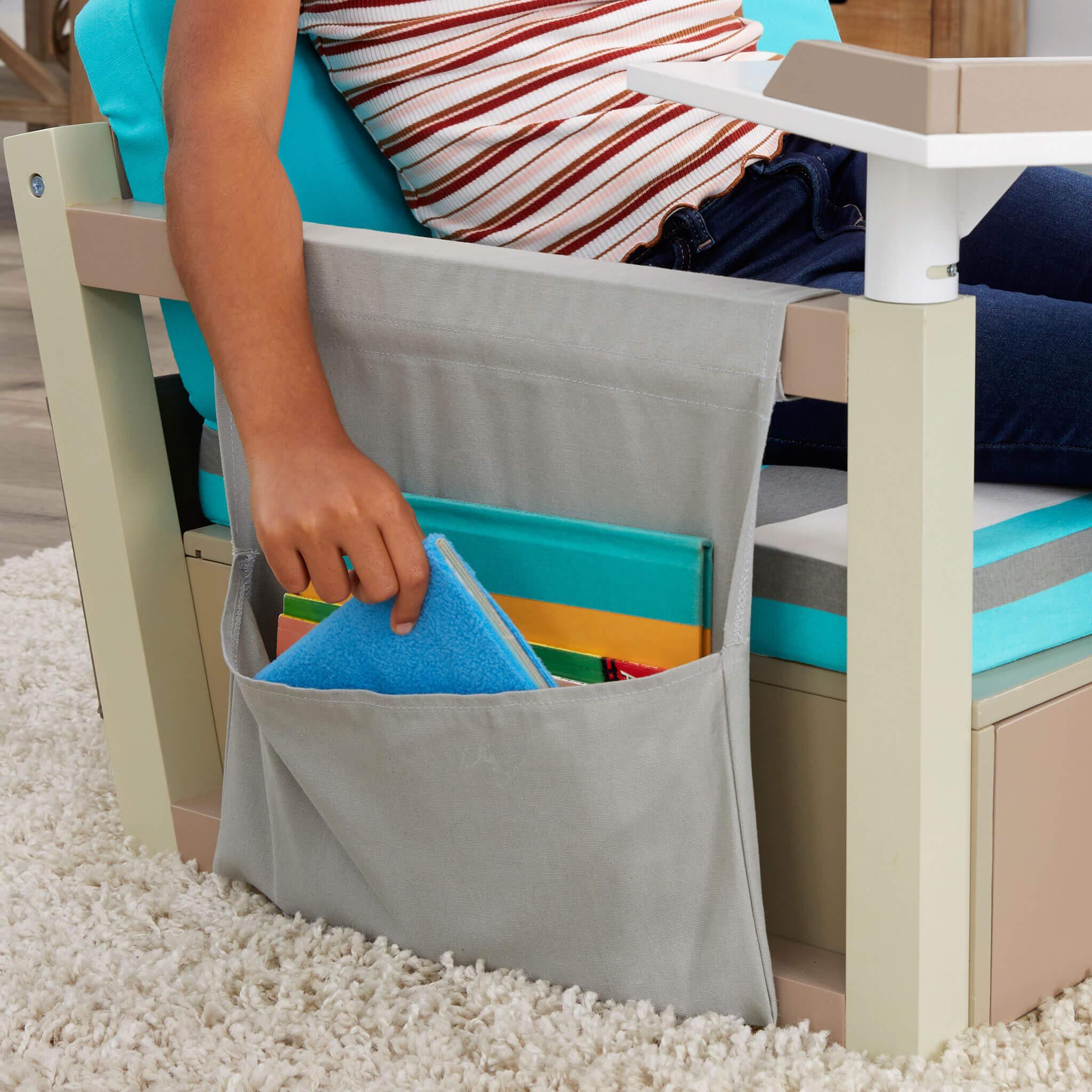 2-in-1 Fun & Study Swivel Desk – Wooden Desk with Chair, Swivel Surface, Storage, and Book Organizer