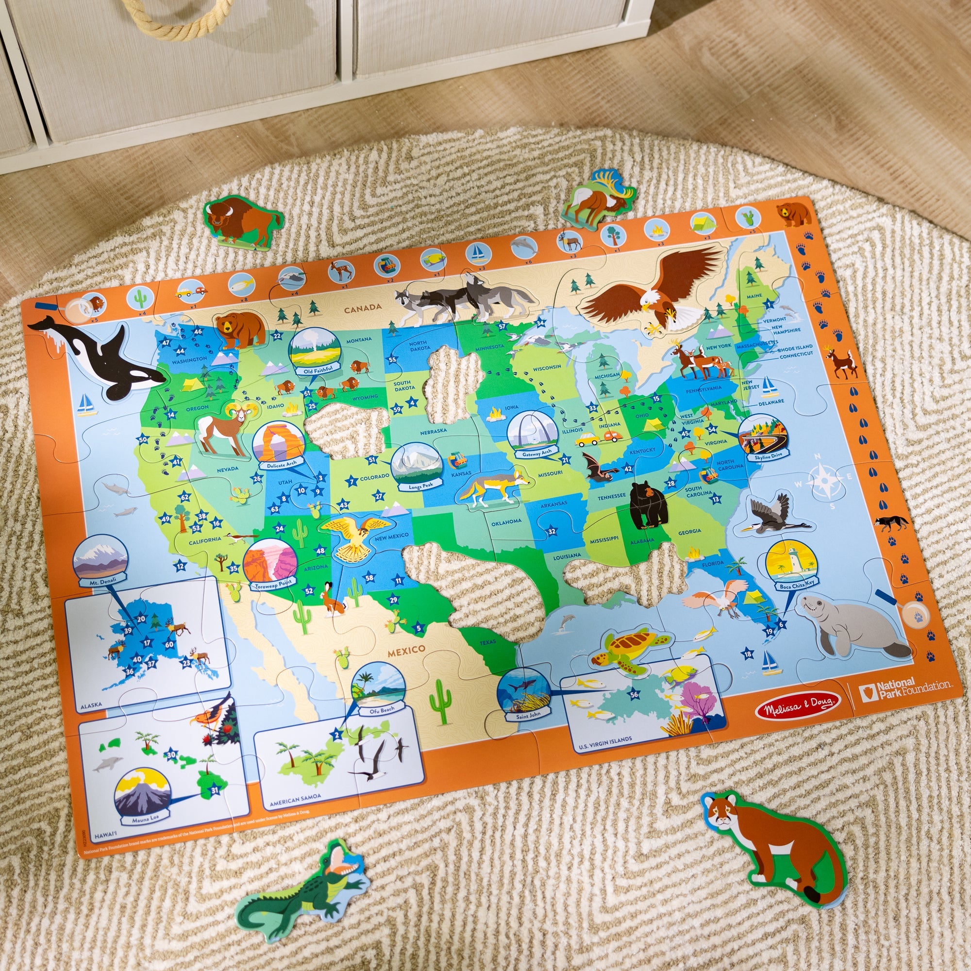 National Parks U.S.A. Map Floor Puzzle – 45 Pieces