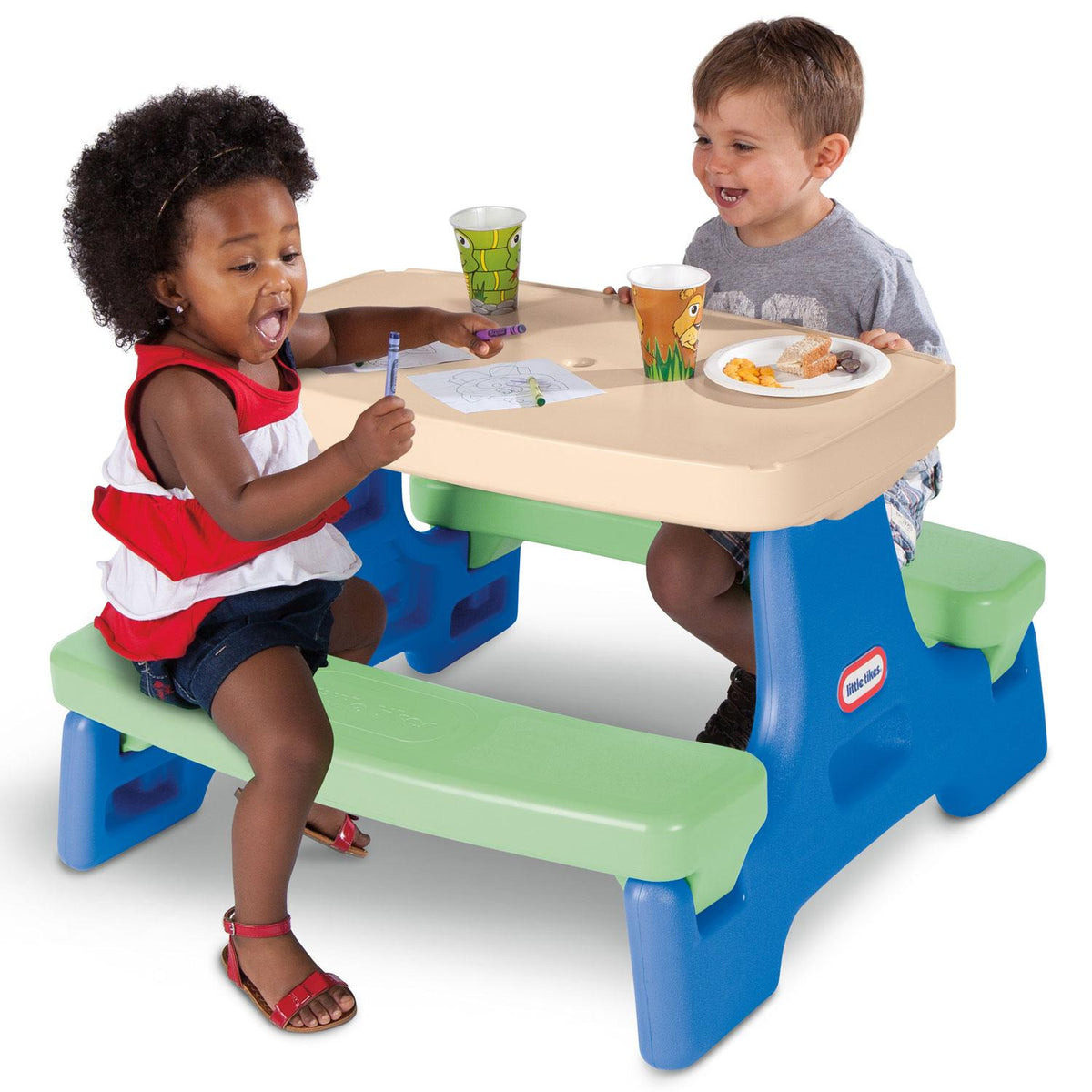 Easy Store™ Jr. Play Table - Blue/Green – Foldable Toddler Picnic Table