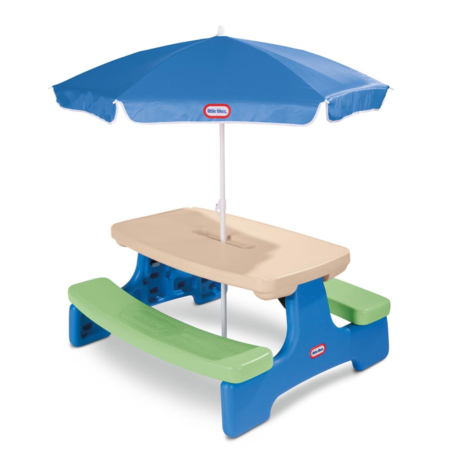 Easy Store™ Picnic Table with Umbrella - Blue\Green