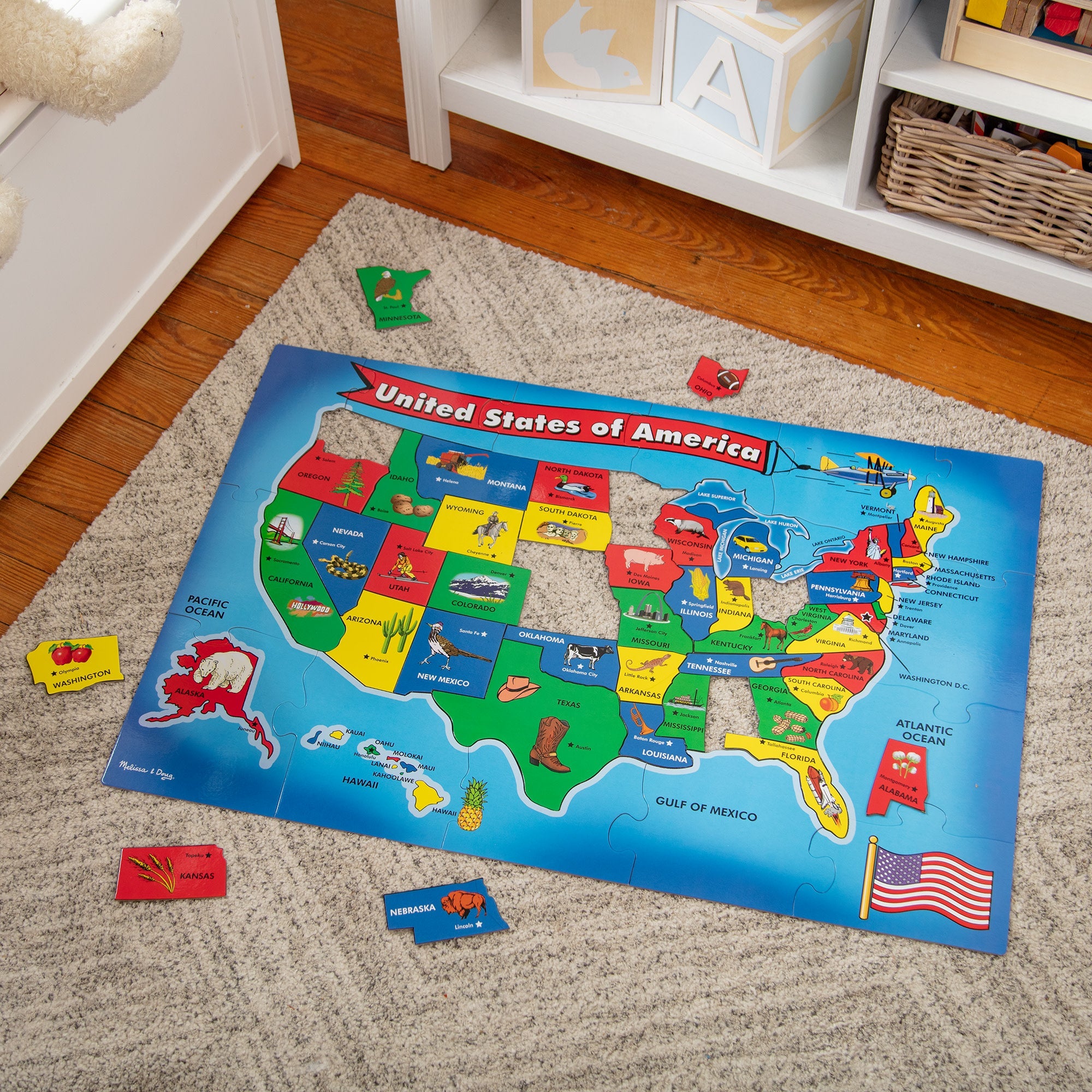 USA Map Floor Puzzle - 51 Pieces