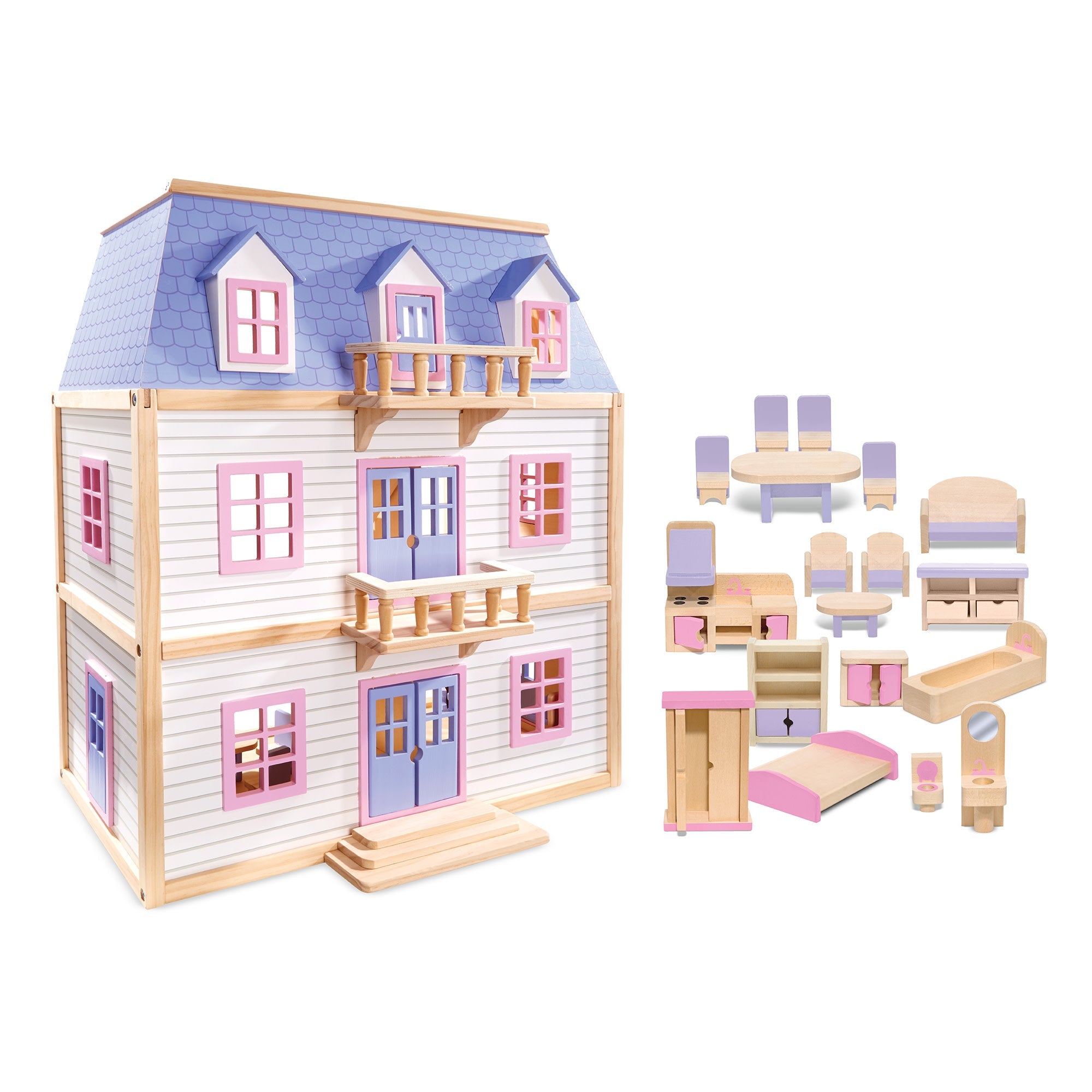 Wooden Multi-Level Dollhouse