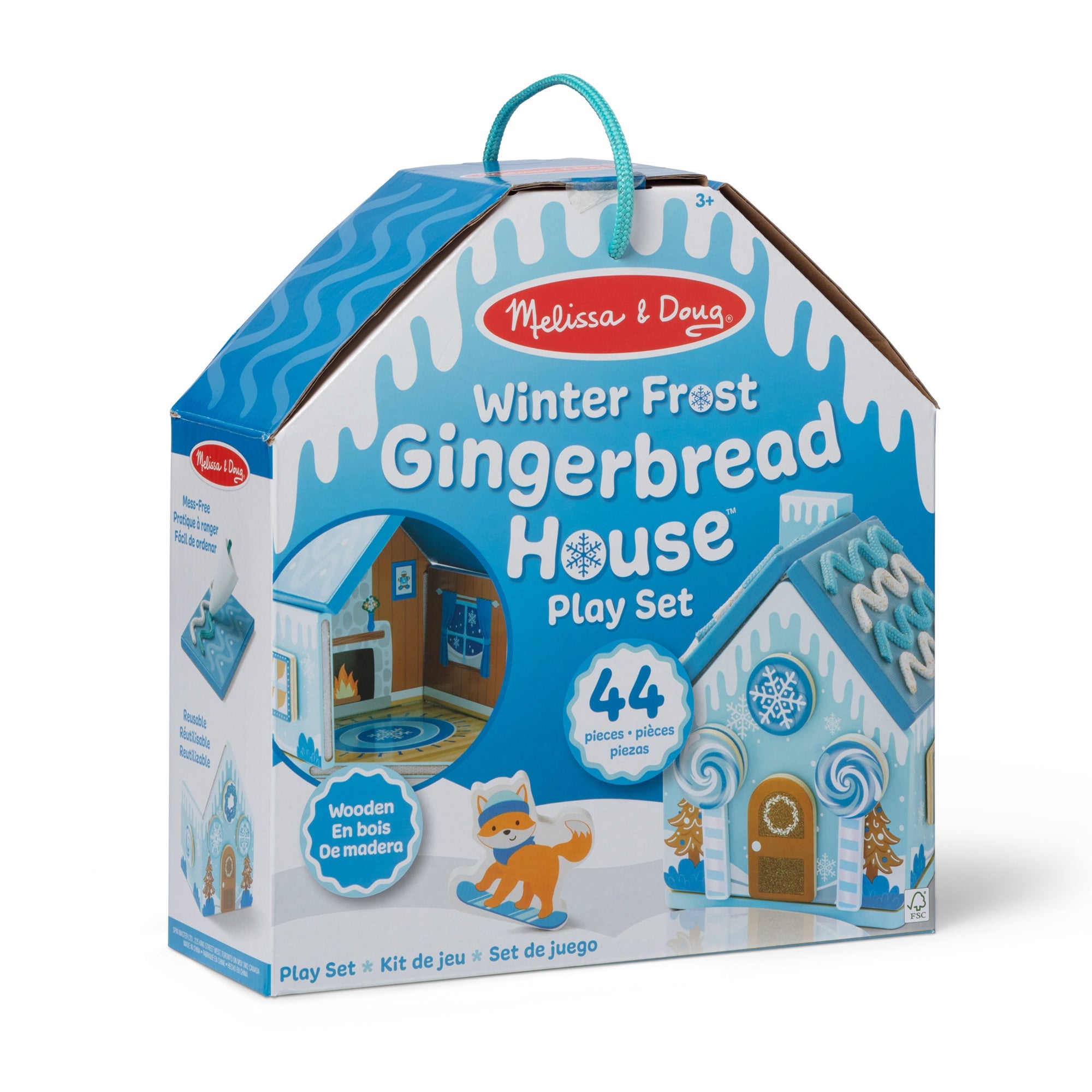 Wooden Gingerbread House Play Set – Winter Frost