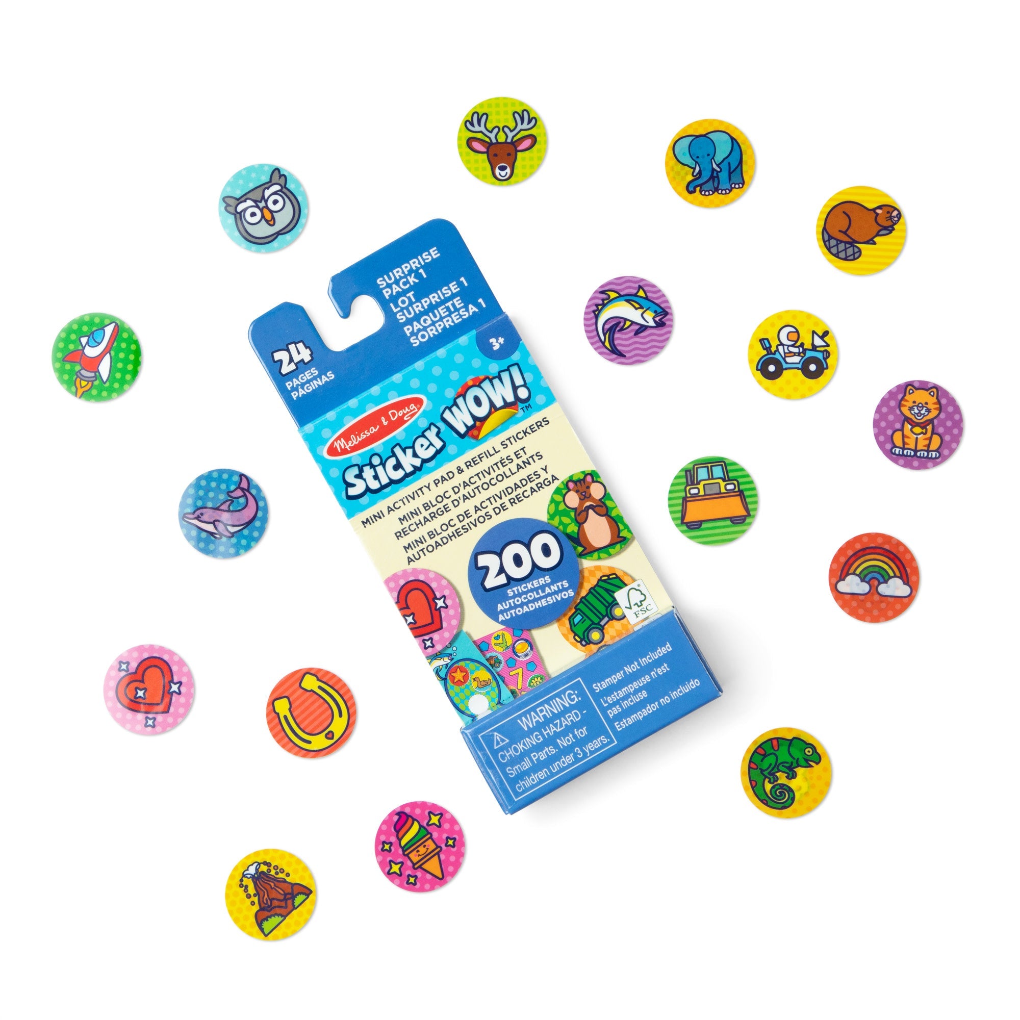 Sticker WOW!® Mini Activity Pad & Refill Stickers - Surprise Pack 1 (200+ Stickers, Stamper Not Included)