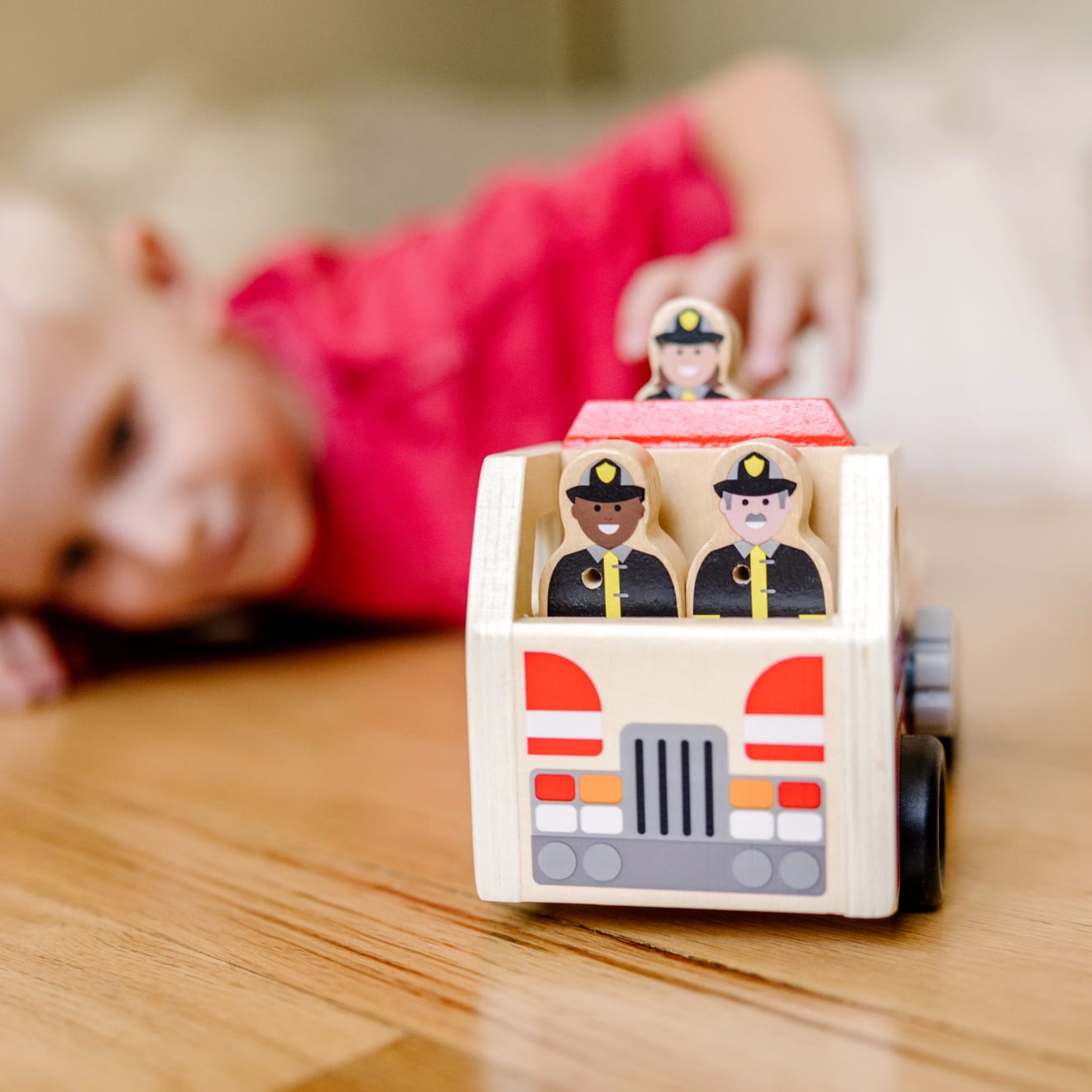 Classic Wooden Fire Truck Play Set