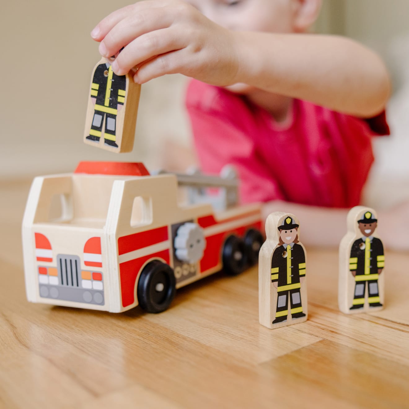 Classic Wooden Fire Truck Play Set