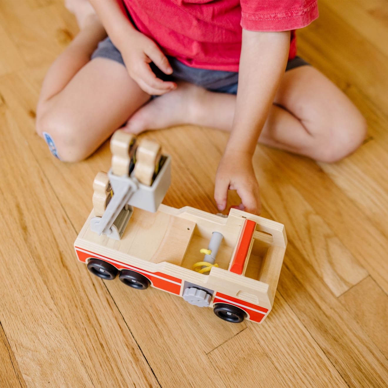 Classic Wooden Fire Truck Play Set