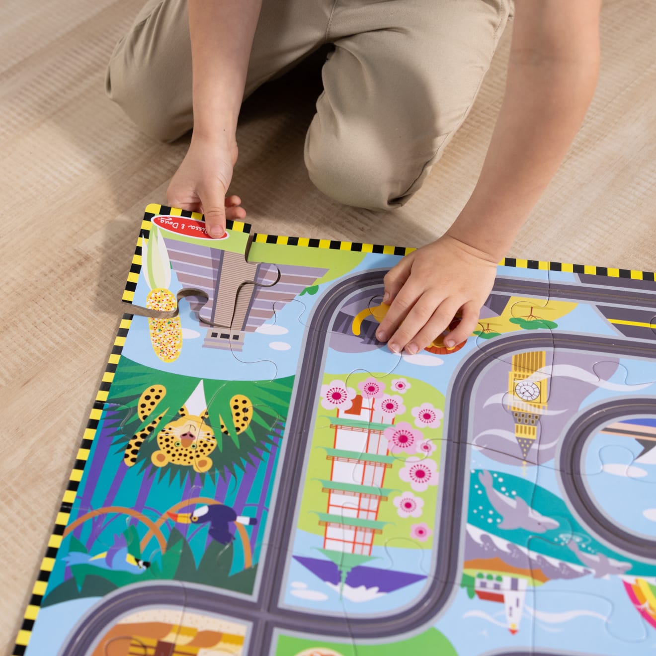 Race Around the World Tracks Floor Puzzle - 48 Pieces