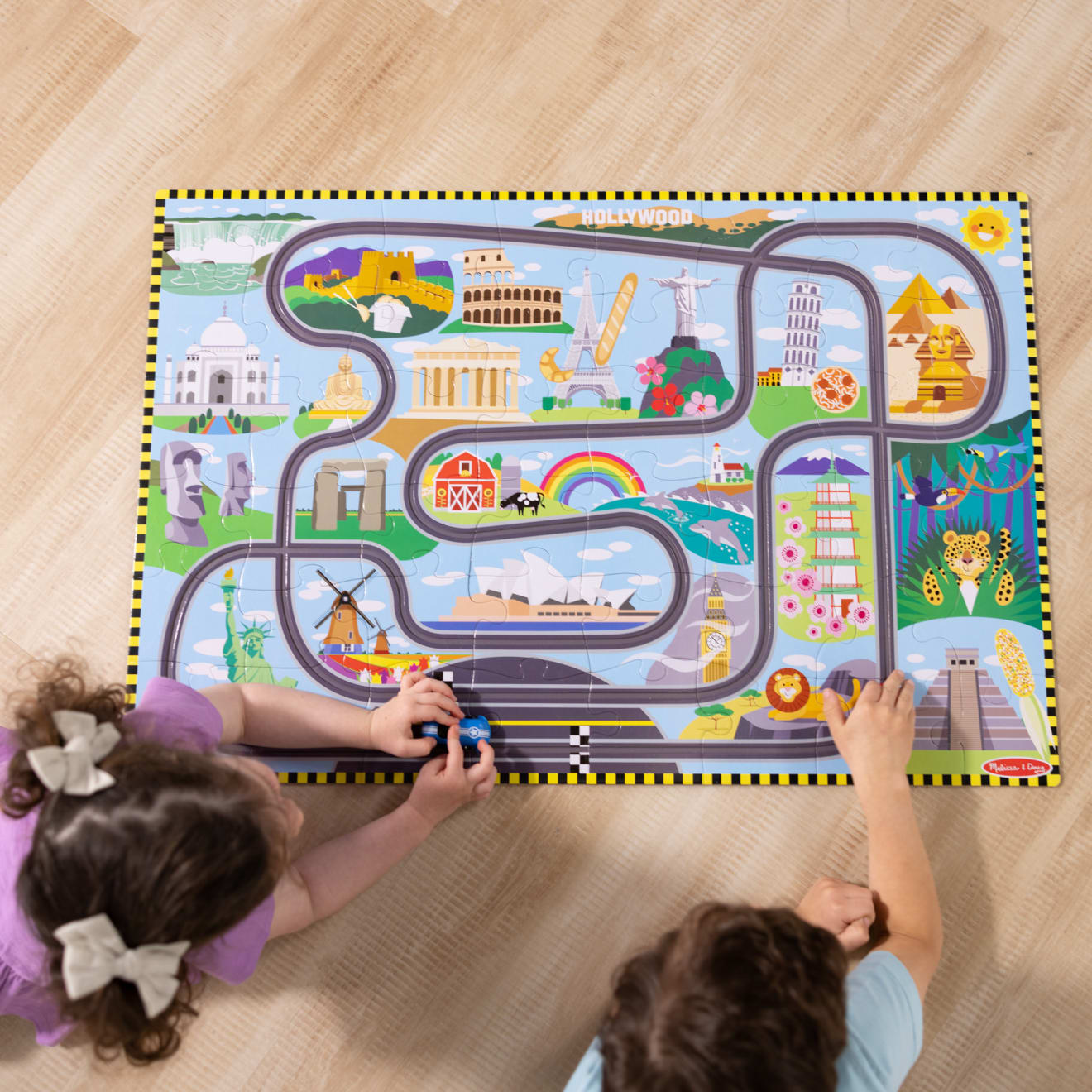 Race Around the World Tracks Floor Puzzle - 48 Pieces
