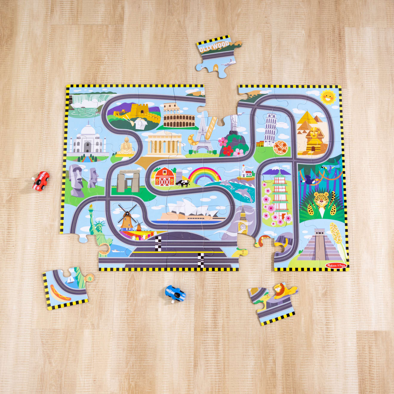 Race Around the World Tracks Floor Puzzle - 48 Pieces