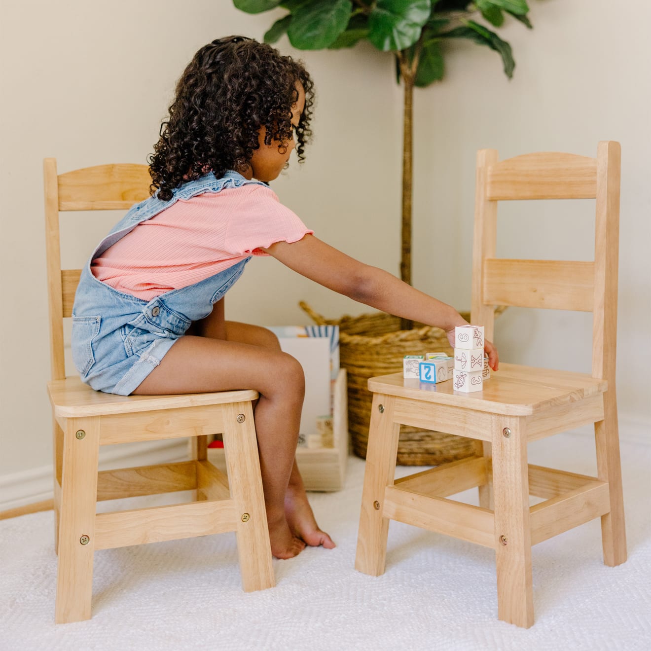 Pair of Solid Wood Chairs 2-Piece Set