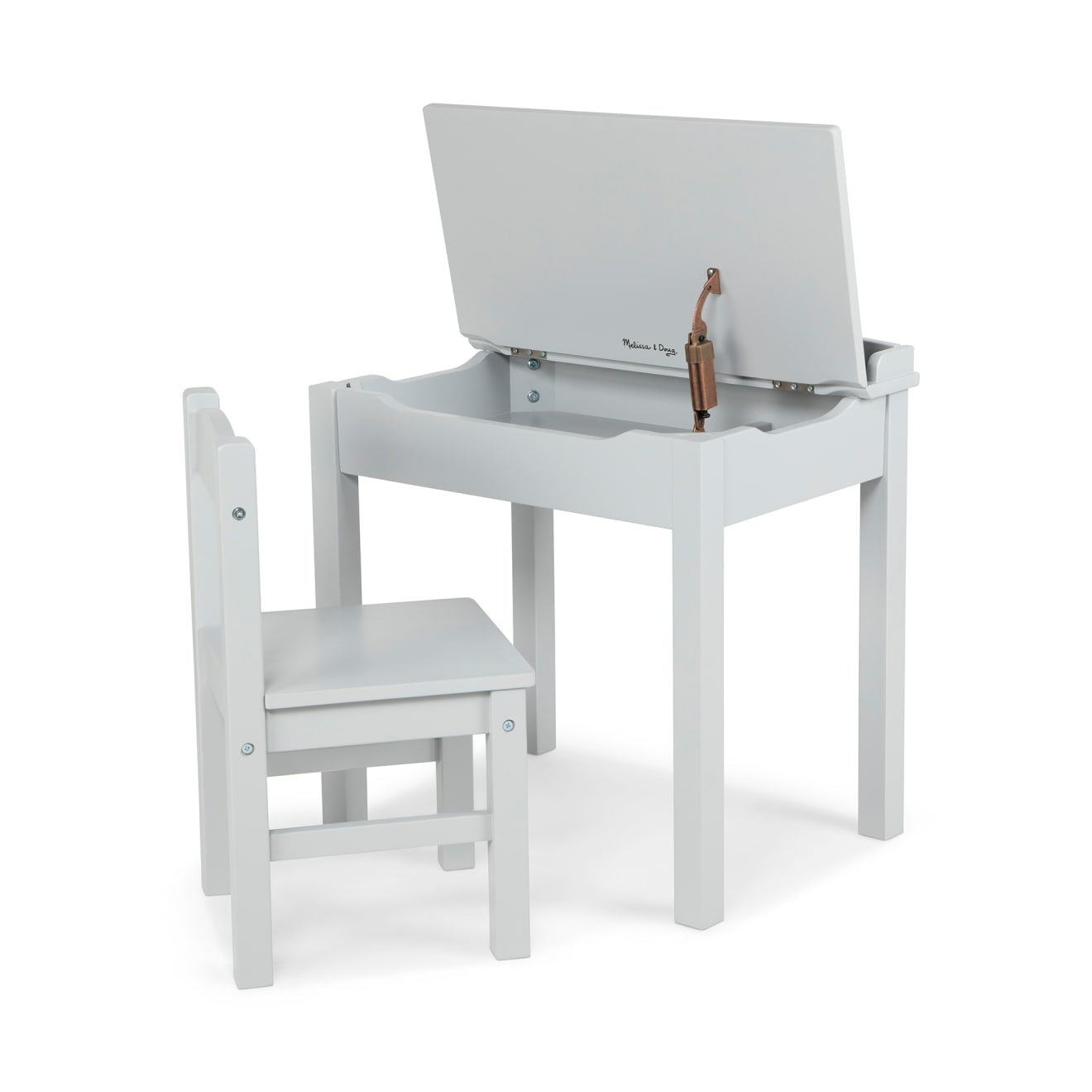 Child's Lift-Top Desk & Chair - Gray