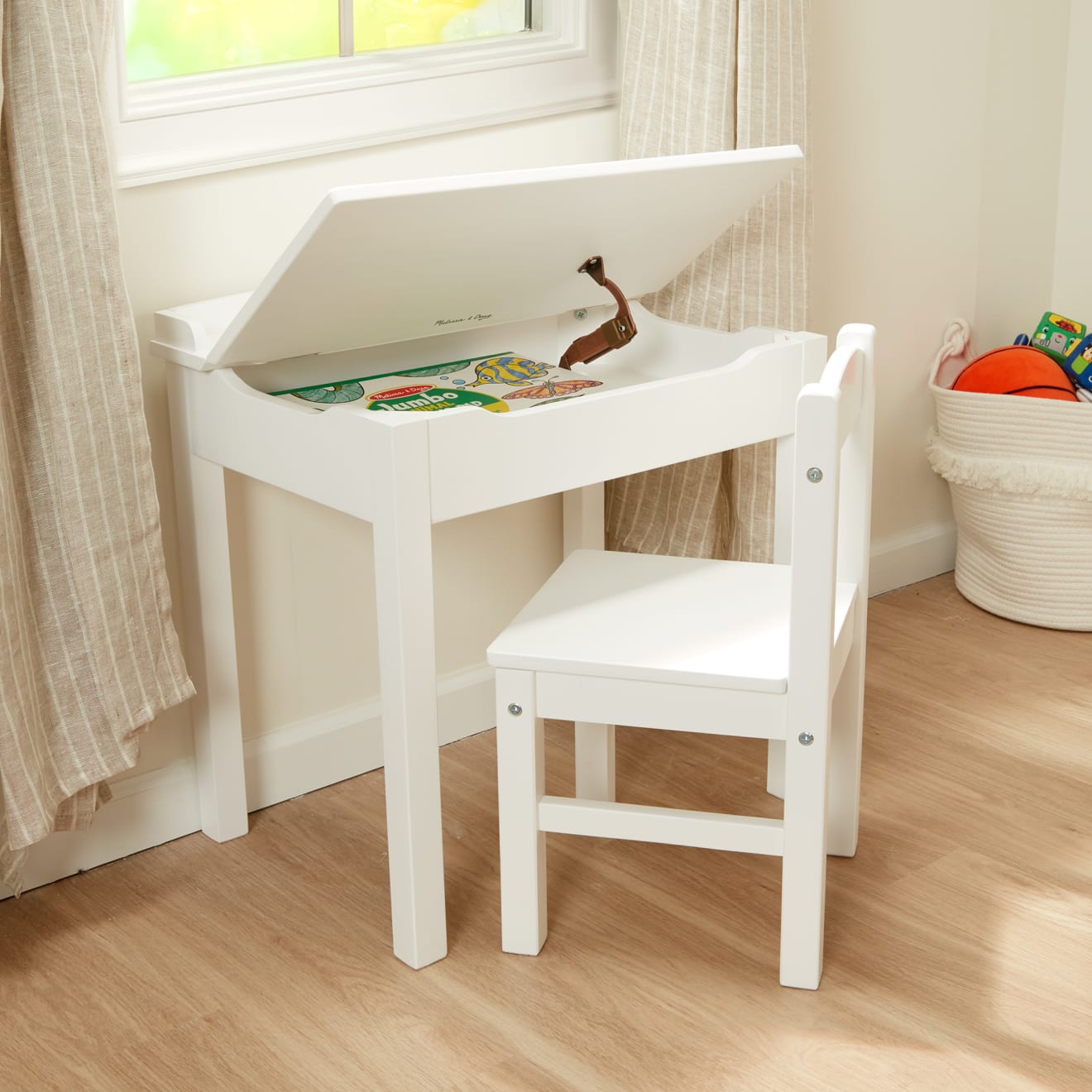 Child's Lift-Top Desk & Chair - White