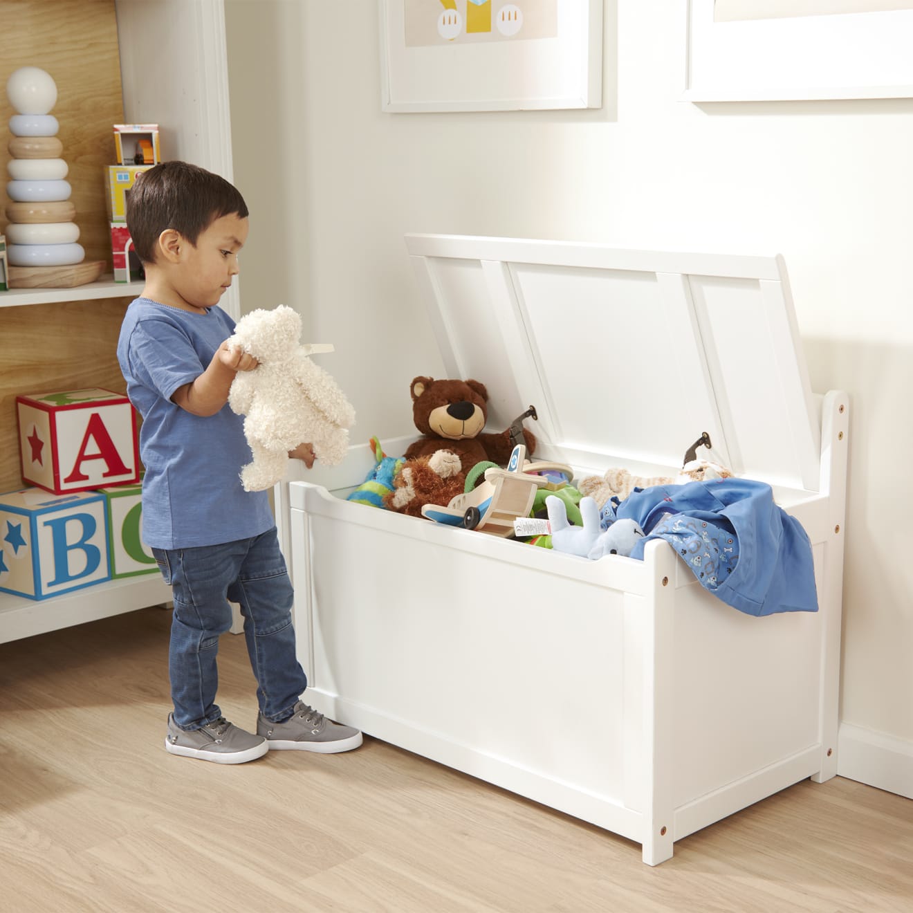 Wooden Toy Chest (White)
