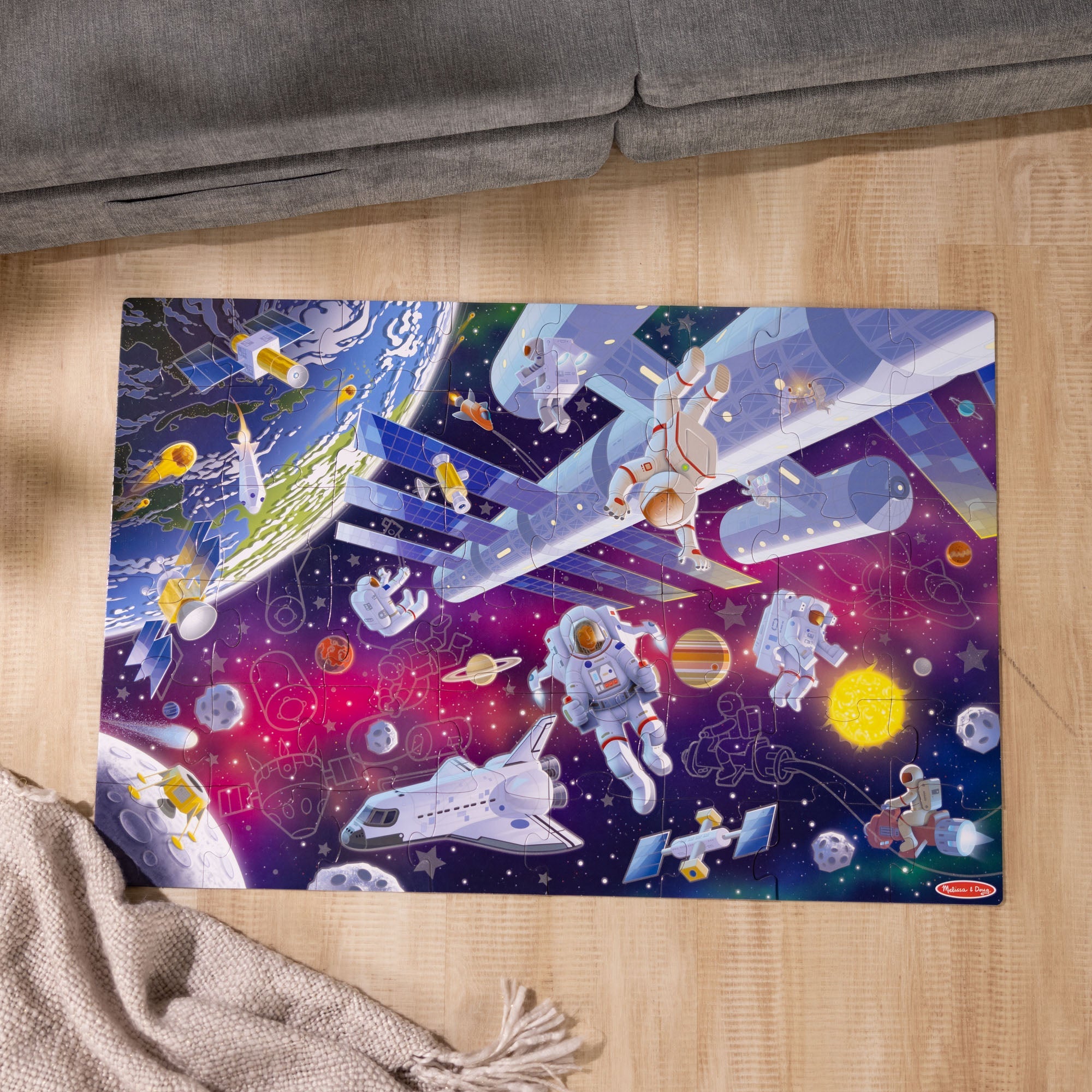 Outer Space Glow-in-the-Dark Floor Puzzle – 48 Pieces