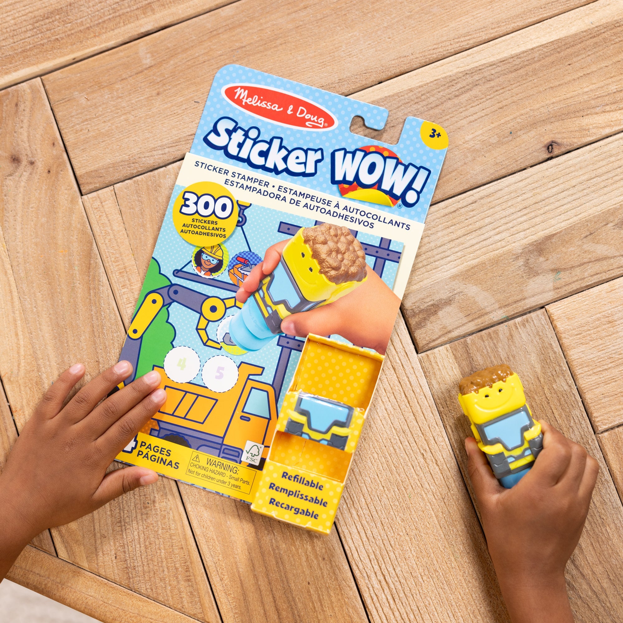 Sticker WOW!™ Bulldozer Bundle: Activity Pad & Sticker Stamper + Mini Activity Pad and 200 Refill Stickers