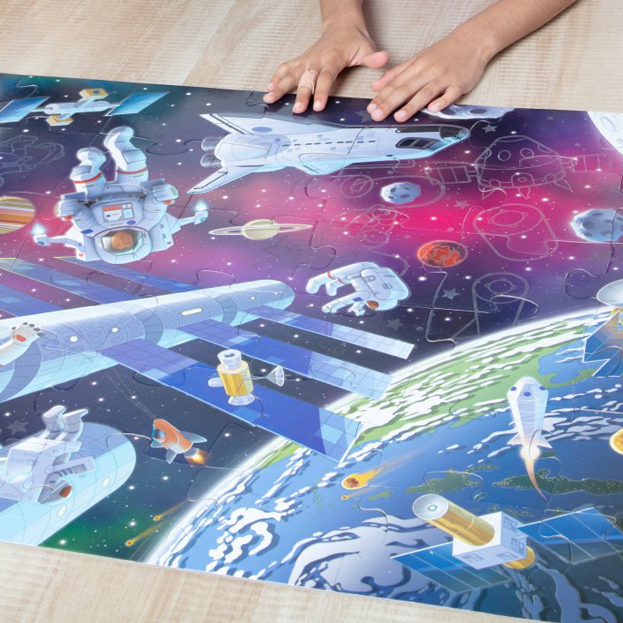 Outer Space Glow-in-the-Dark Floor Puzzle – 48 Pieces