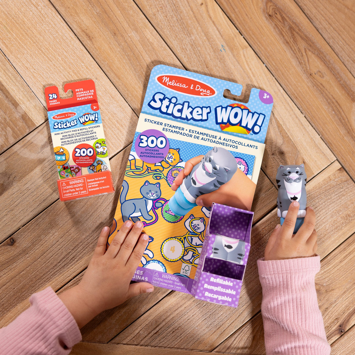 Sticker WOW!™ Cat Bundle: Activity Pad & Sticker Stamper + Mini Activity Pad and 200 Refill Stickers