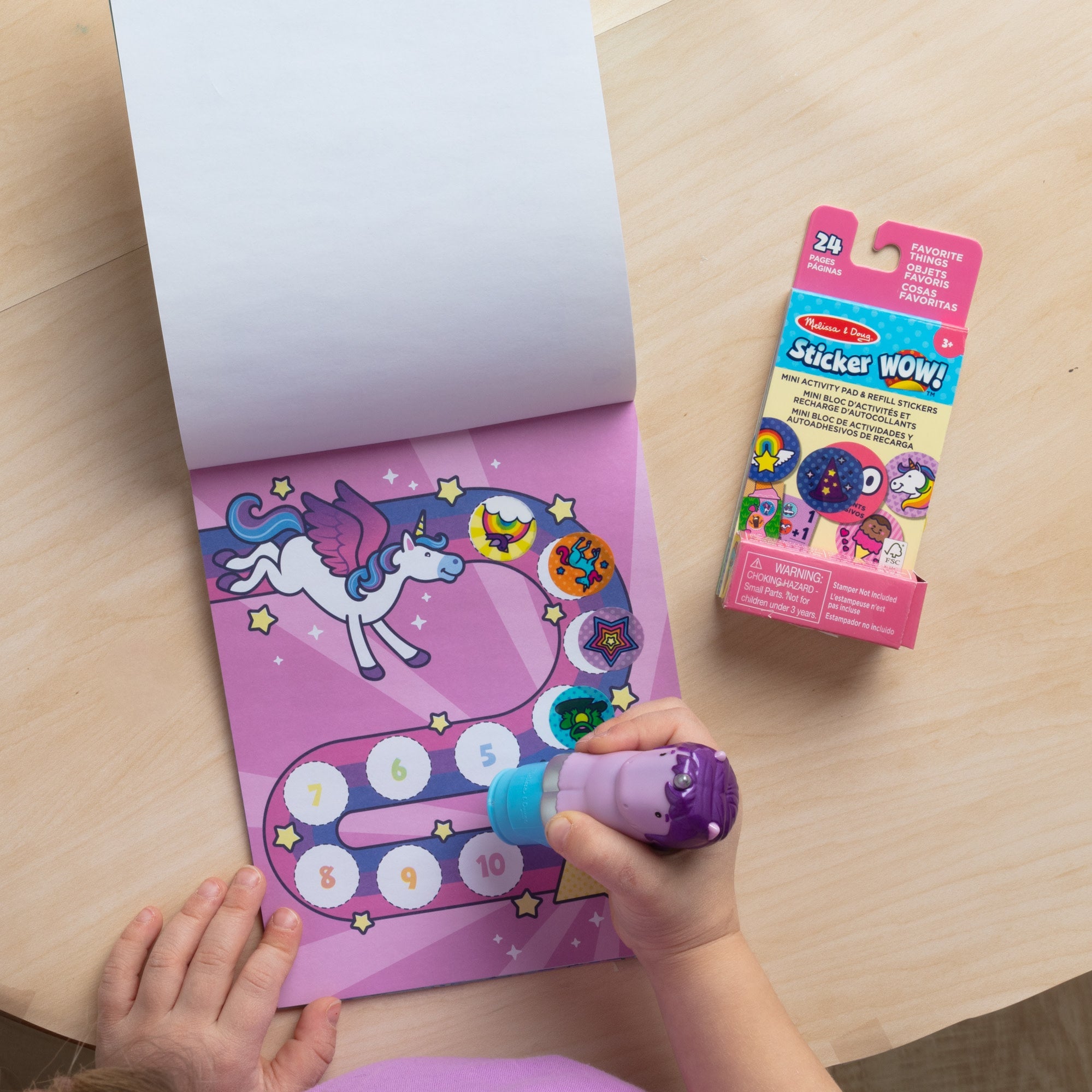 Sticker WOW!™ Purple Unicorn Bundle: Activity Pad & Sticker Stamper + Mini Activity Pad and 200 Refill Stickers